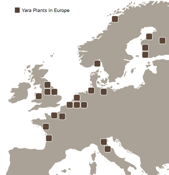 Usines Yara en Europe