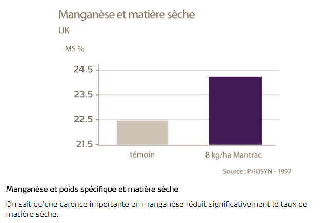 Manganèse et matière sèche