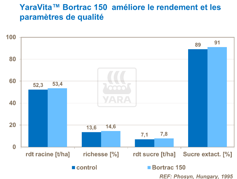 Effets de Yara Vita Bortrac 150 sur rendement et qualité de la betterave